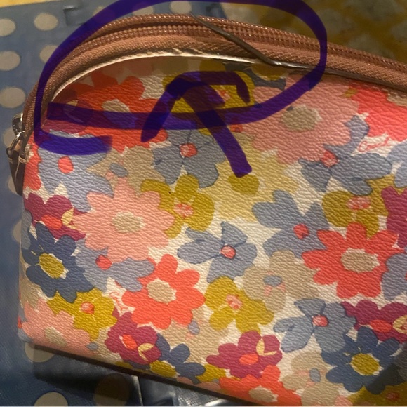 Coach Floral Cosmetic Bag - Pink, Blue, Yellow - Picture 3 of 5